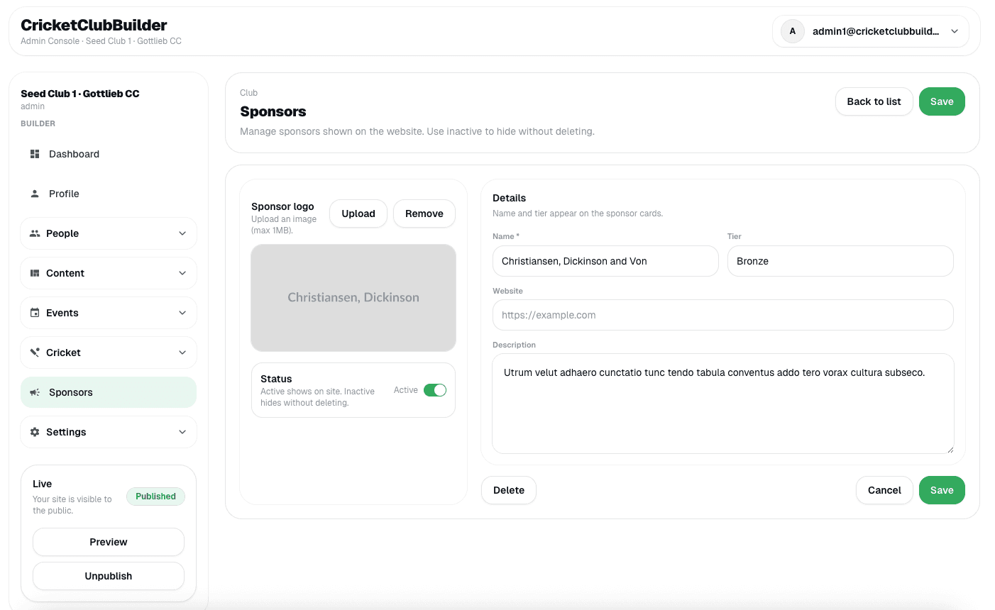 Showcasing sponsors on your club website
